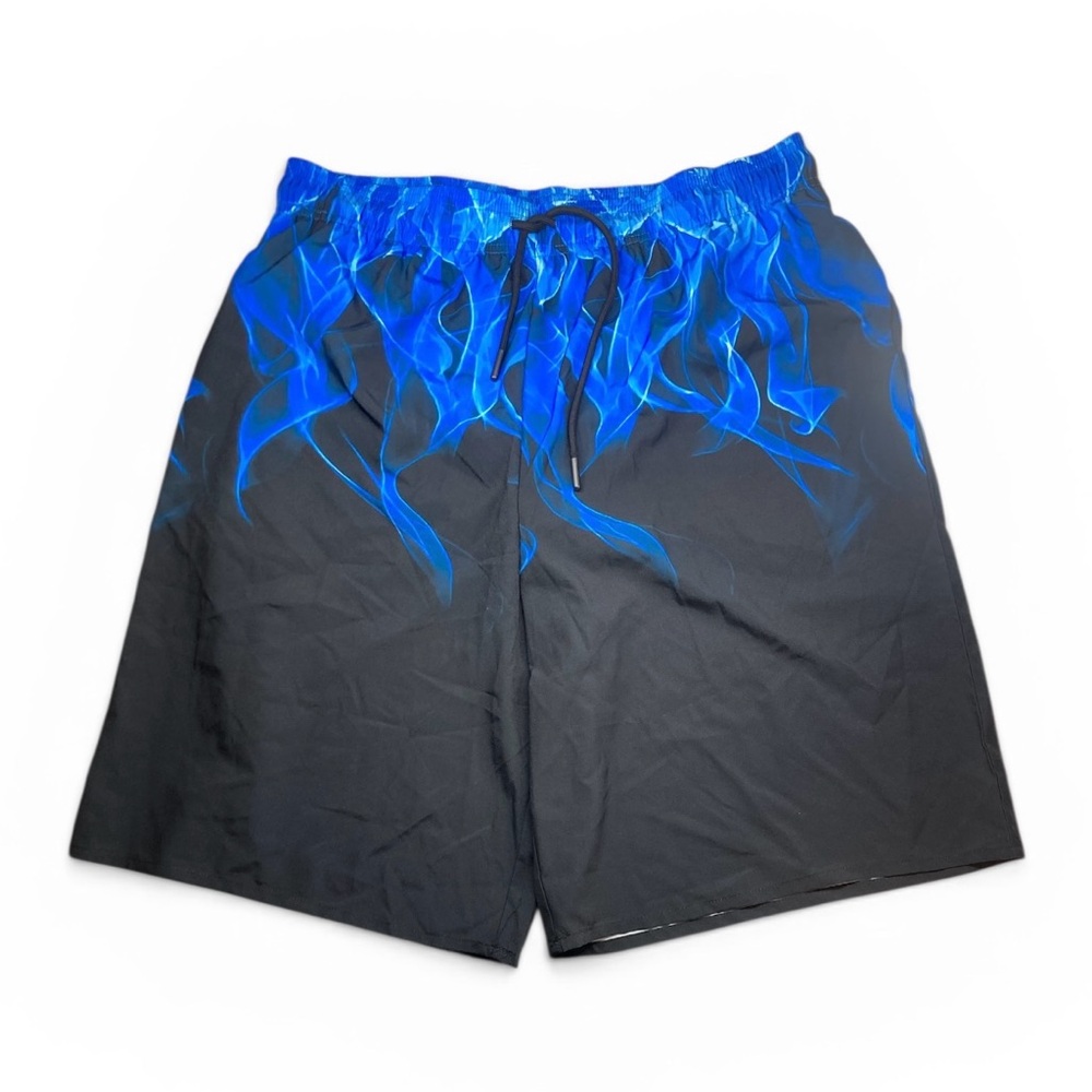 Long Length Board Swim Shorts Men's Large Gent's Bliss Black & Blue NWT